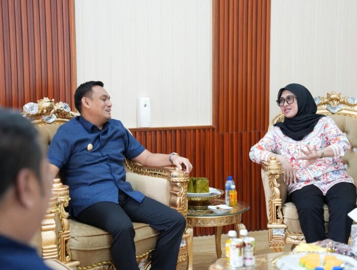 Bupati Gowa, Husniah Talenrang bersama Wakil Walikota parepare bertemu di Parepare.