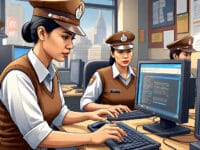 ilustrasi aparat kepolisian menyelidiki kasus grup "fantasi sedarah"