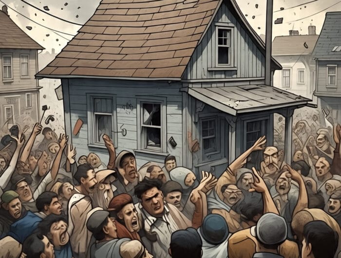 Ilustrasi: warga kepung rumah