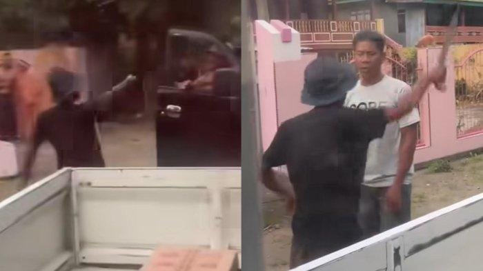 Kolase foto saat warga Bantaeng, Saharuddin diadang parang di Jeneponto