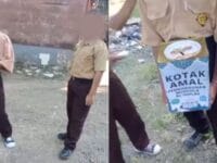 Rekaman layar dua orang siswa SD yang terekam sedang meminta sumbangan di Maros.