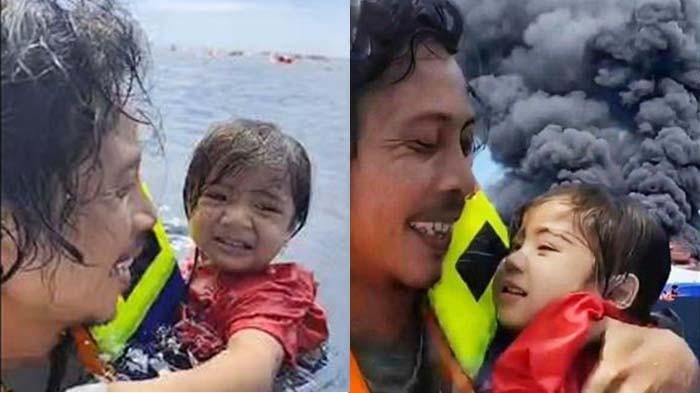 Sosok Abdul Rahman Agu yang menyelamatkan seorang balita saat KM Barcelona V terbakar di perairan laut Sulawesi Utara.