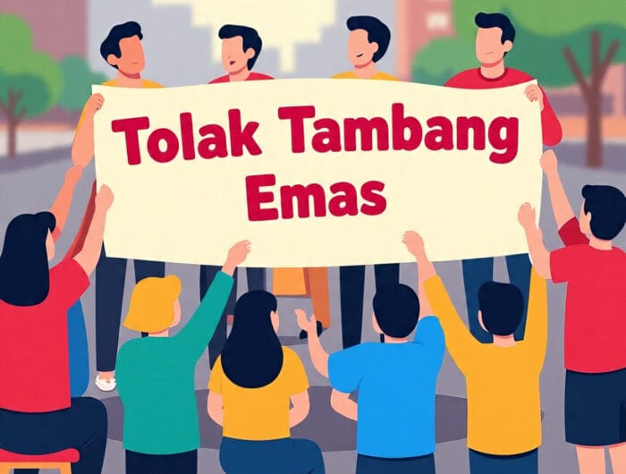 Ilustrasi: warga menolak tambang emas.