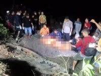 Jasad Maria Matilde Muñoz saat ditemukan di tepi pantai Sengigi, Lombok