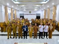 Bupati Gowa, Sitti Husniah Talenrang saat membuka Pelatihan Government Transformation Academy Kementerian Komunikasi dan Digital RI Bekerjasama dengan Pemerintah Kabupaten Gowa di Baruga Karaeng Galesong, Kantor Bupati Gowa, Senin (29/9).