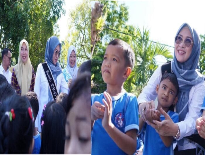 CUCI TANGAN. Bupati Gowa, Sitti Husniah Talenrang saat menghadiri kegiatan peringatan Hari Cuci Tangan Sedunia tingkat Kabupaten Gowa di TK Negeri Bunga Melati, Rabu (15/10)