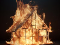 Ilustras rumah dibakar