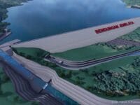 Desain pembangunan Bendungan Jenelata di Kabupaten Gowa. Bendungan ini masuk dalam Proyek Strategis Nasional (PSN).