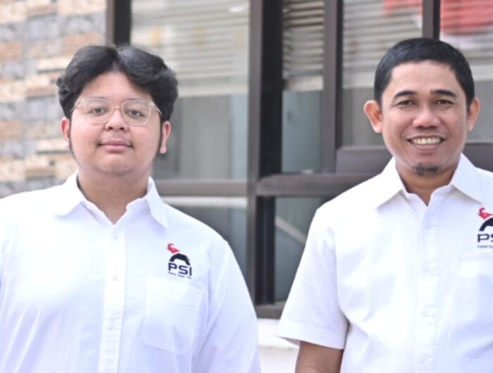 GERUS. Ketua DPW PSI Sulsel Muammar Ferirae Gandi dan Ketua PSI Makassar, Sukarno Lallo.