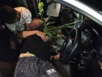 Husain alias Chaink sesaat setelah penembakan di dalam mobil di Campalagian, Kabupaten Polman, September lalu.