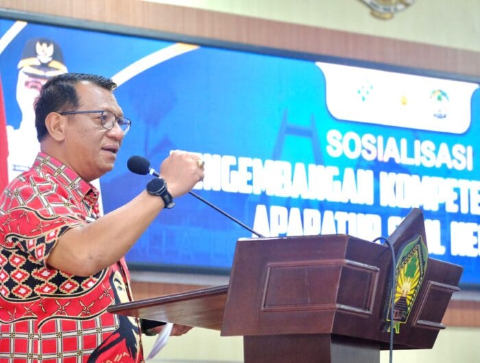 PILOT PROJECT. Sekretaris Daerah Kabupaten Gowa, Andy Azis saat membuka kegiatan pengukuran indek kompetensi digital ASN di Gowa.