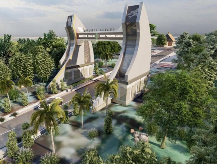 MAKET. Gerbang Takalar yang ada di perbatasan Takalar-Gowa tampak megah dengan desain barunya.