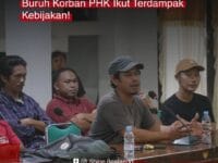 RAPUH. Kolase foto buruh saat mendatangi DPRD Bantaeng.