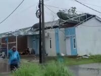 Salah satu rumah yang terkena dampak angin kencang di perumahan Findaria, Moncongloe, Kabupaten Maros.