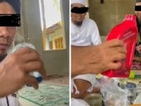 MINUM OLI. Potongan gambar warga yang sedang meminum oli yang kini viral di media sosial.
